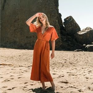 Whimsy+Row Lola Wrap Dress in Rust